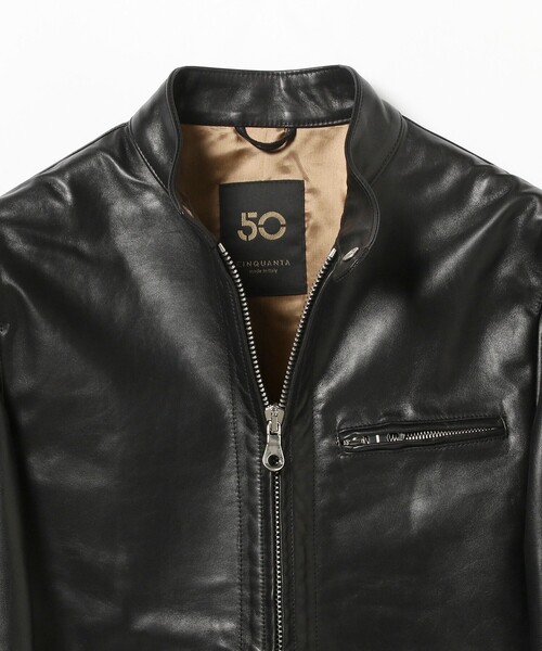 CINQUANTA / スタンドカラー シングルライダースジャケット（ブルゾン