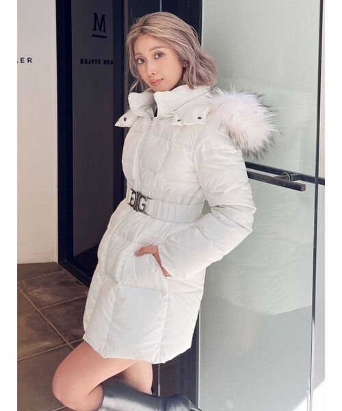 セール】SymmetryGYDAベルト付きロングダウンコート（ダウンジャケット