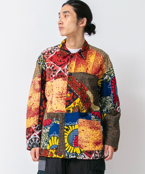 rebear by Johnbull】パッチワークバティックカバーオール