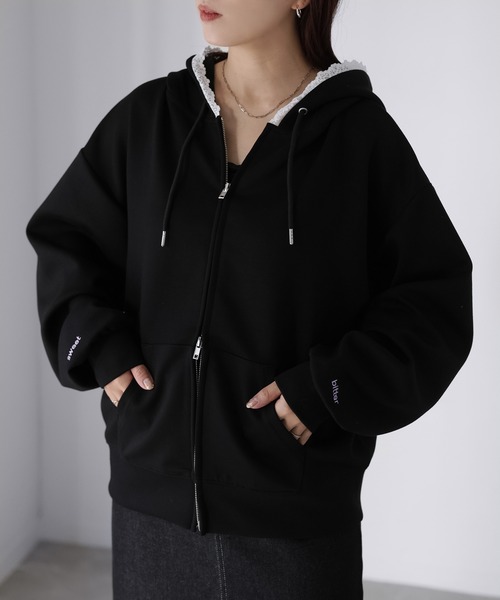 セール】袖ロゴ刺繍レースダブルジップパーカー（パーカー）｜Riberry