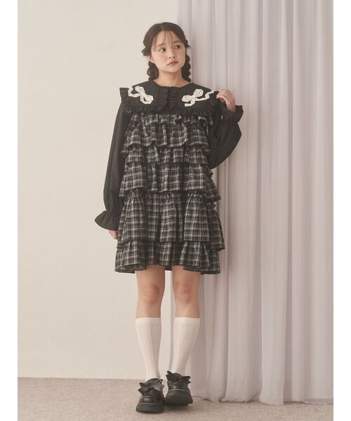 チェックホイップクリームミニワンピース（ワンピース）｜merry jenny