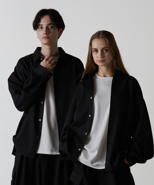 セール】【CLEL】Balloon Sleeve Loose Regular Collor Shirt