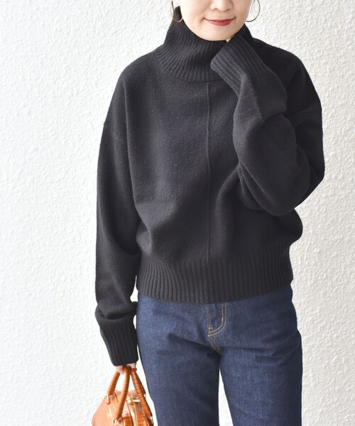 セール】*〈手洗い可能〉ウールカシミヤ センターシームタートルネック