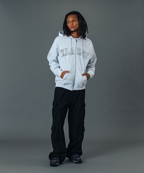 PERFORATED LEATHER LOGO ZIP UP HOODED SWEATSHIRT（パーカー