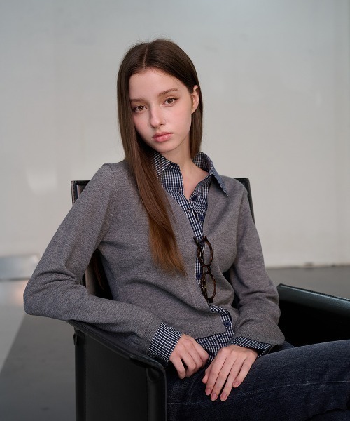 セール】【GENERAL IDEA】チェックシャツレイヤードカーディガン