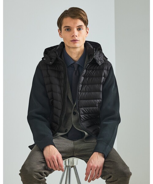 セール】ニットコンビ ダウンフード タフタ ブルゾン（ブルゾン