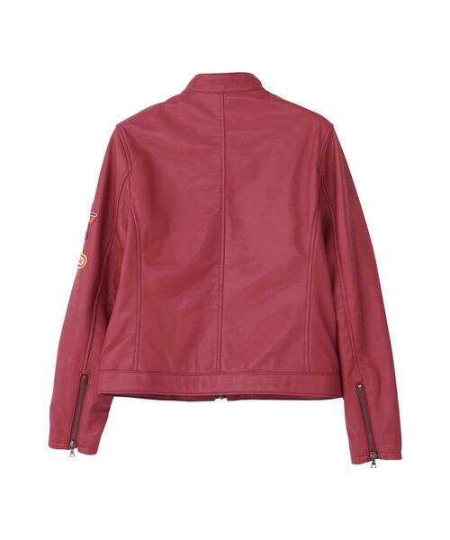 CAFE RACERワッペン ラムレザーシングルライダースジャケット