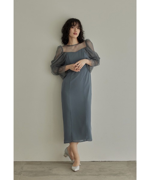 チュールオフショルダードレス 結婚式 パーティードレス オケージョン