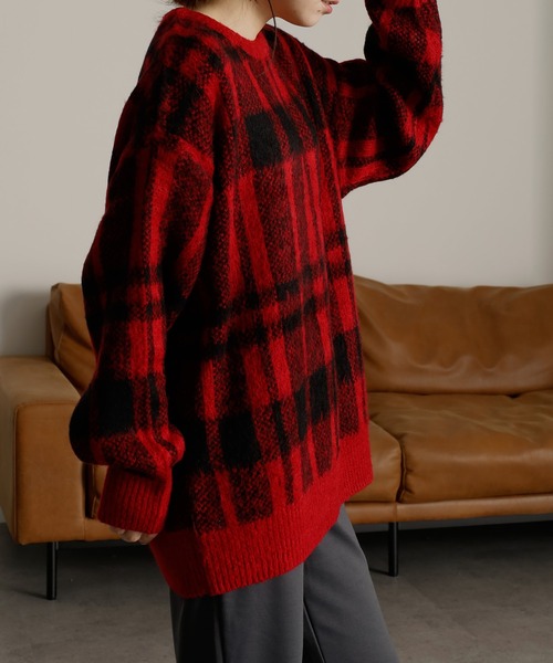 セール】チェック柄ふんわり起毛ニット（ニット/セーター）｜RANAN