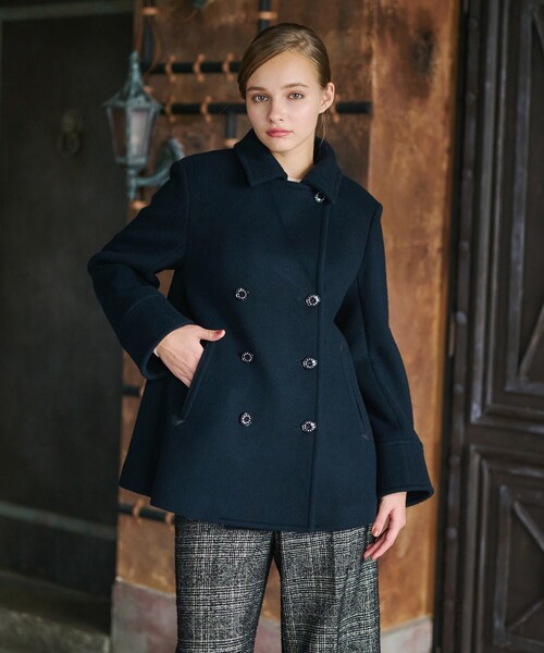 セール】【SS-Msize】Super140sウールAラインPコート（ピーコート