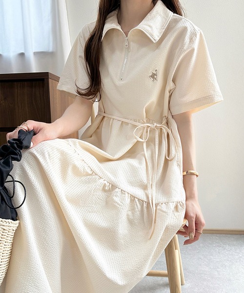 セール】【4月上旬再入荷】トレンドのティアード♪胸刺繍サッカー