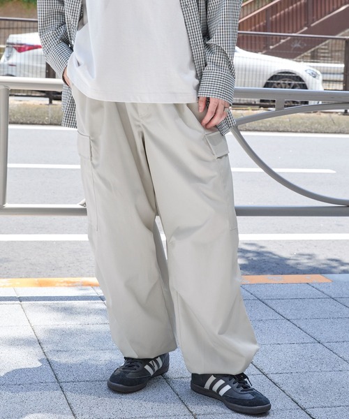 セール】ワイドテーパード 裾ドローコード タックミリタリーカーゴ