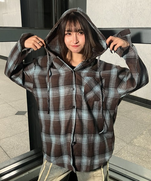 A'GEM/9 × .kom 『.KOM/ドットケーオーエム』 フード付き チェック