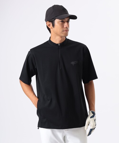 ORANGE LABEL / ハーフジップ 裾ドローコード モックネックシャツ