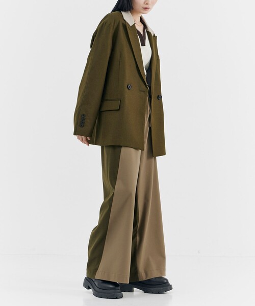 残りわずか！】ドローストリングワイドウールパンツ｜セットアップ着用