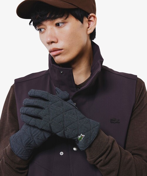 セール】モノグラムキルティングレザーコンビグローブ（手袋