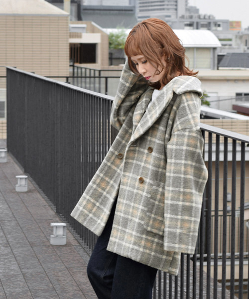 w closet（ダブルクローゼット）の「シャギーチェックジャケットコート