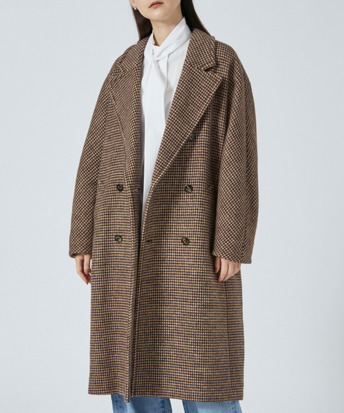 qualite（カリテ）の「千鳥チェックダブルロングコート（チェスター