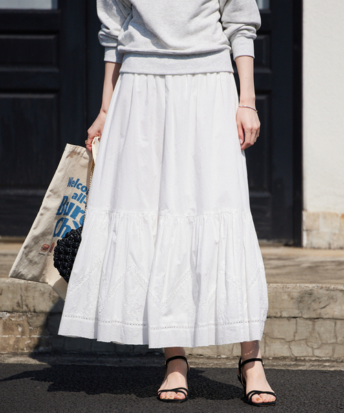 SLOBE IENA（スローブイエナ）の「コットンレースギャザースカート