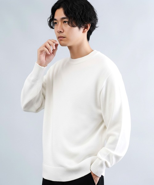 セール】パウダータッチウォッシャブルハイゲージニットセーター