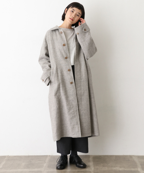 かぐれ（カグレ）の「ウールリネンバルマカンコート（ステンカラー