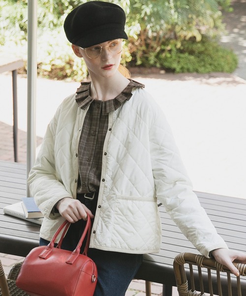 セール】2way ダイヤキルトノーカラージャケット/インナーブルゾン