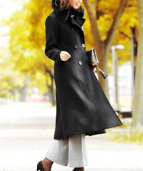 ユーロ古着 イタリア製 ファー ウール ロングケープ ブラック ユーロ