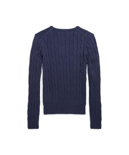 ケーブルニット コットン Vネック セーター（ニット/セーター）｜POLO