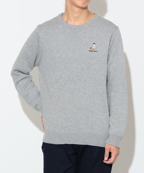 ユニセックス】ベアー 刺繍 クルーネック ニット（ニット/セーター