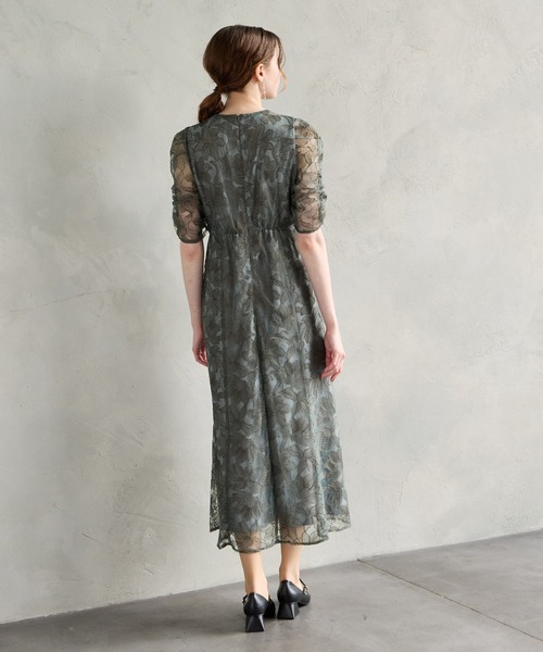 チュールエンブロイダリーレースパイピングパーティードレス 結婚式