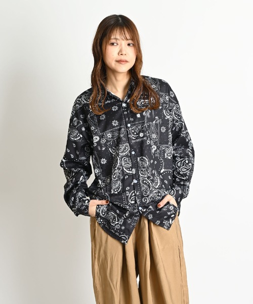 セール】ペイズリー柄 長袖総柄シャツ レギュラーカラー（シャツ