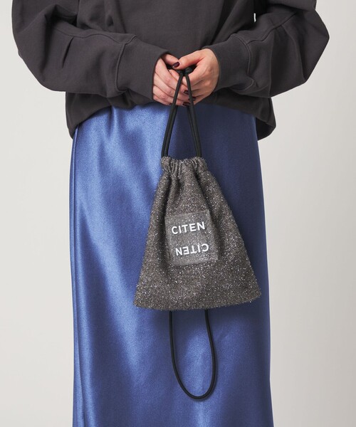 CITEN＞キラキラニットクリアロゴキンチャクショルダーバッグ