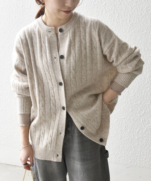 WEB限定】SHIPS any:〈手洗い可能〉ヤク ケーブル クルーネック ニット