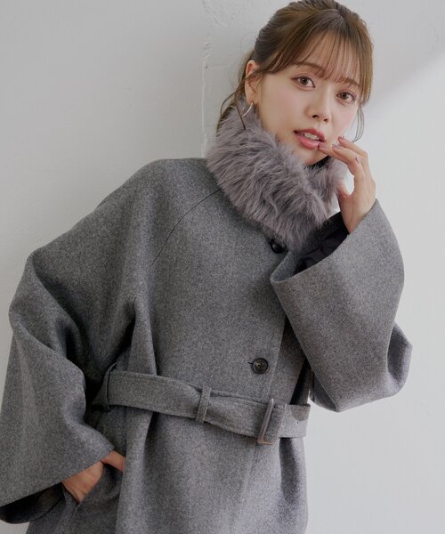 セール】【WEB限定/REVIVAL】ファー取り外しケープコート（その他