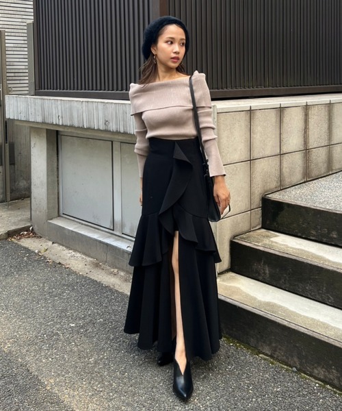 rienda（リエンダ）の「フリルスリットハイウエストスコートショート