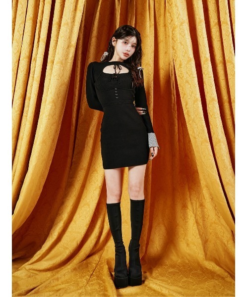 Darich（ダーリッチ）の「フロントオープンニットミニワンピース