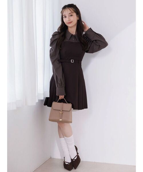 セール】長袖レイヤードシャツミニワンピース（ワンピース）｜dazzlin