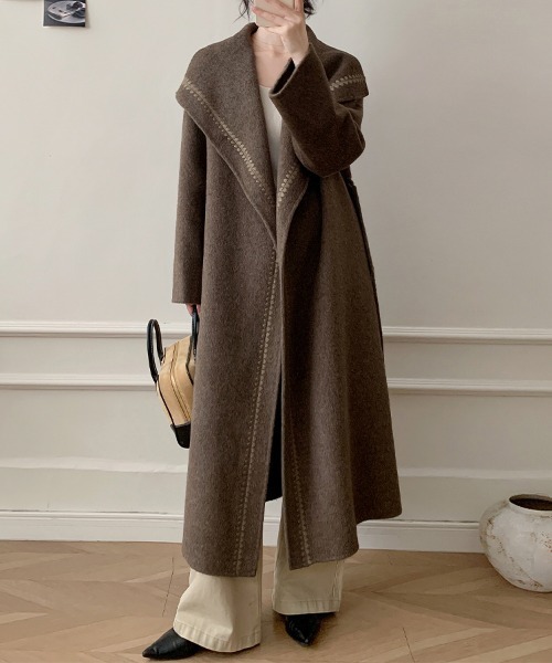 セール】ウールベルト付きロングコート（チェスターコート）｜ONEP