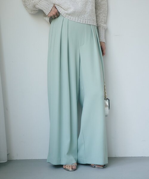 RISA監修・ミントグリーン追加・5サイズあり】2タックワイドパンツ