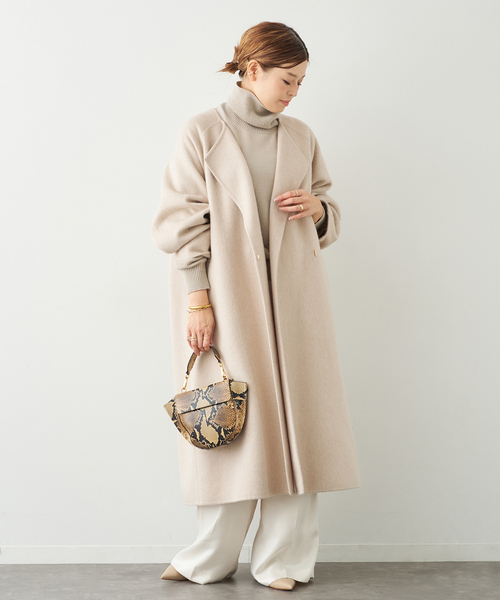 ウールアンゴラ ノーカラーコート（ノーカラーコート）｜Deuxieme