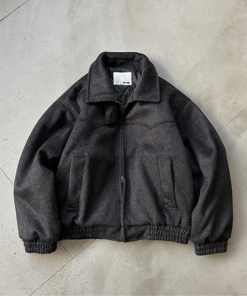 セール】ウール混シャギースタンドネックフライトジャケット（ブルゾン