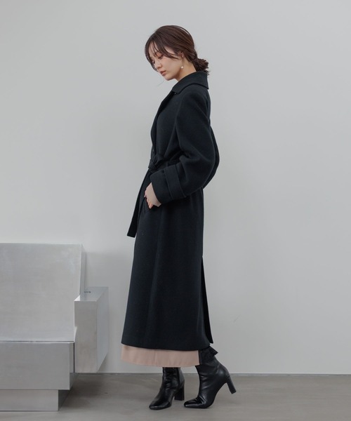 メルトンウールスタンドロングコート493954（チェスターコート