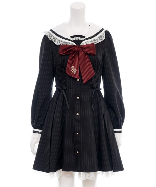 SecretHoneyアクセサリーリボンレースフリルワンピース ストライプ