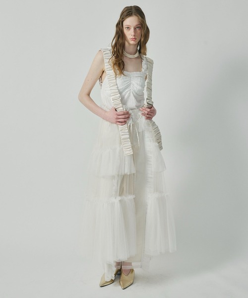 シースルーボリュームチュールデザインジレ（ベスト）｜J1U by LA