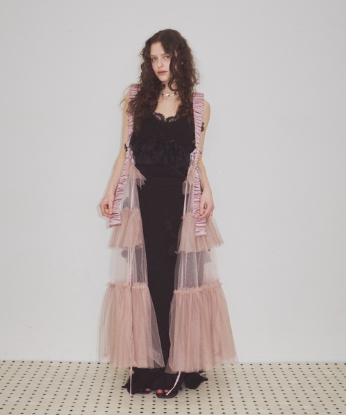 シースルーボリュームチュールデザインジレ（ベスト）｜J1U by LA