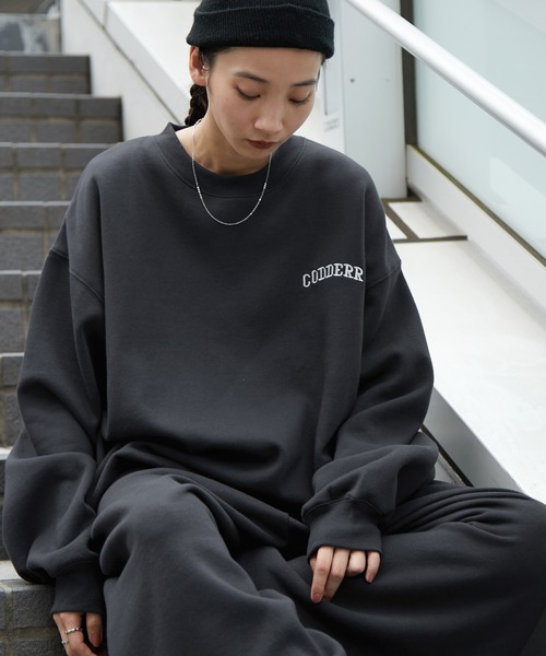 セール】【CODDERR】アーチロゴ刺繍 ヘビーウェイト裏起毛スウェット