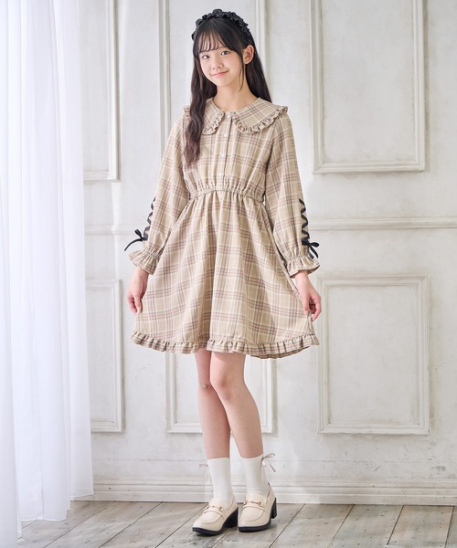 チェック柄フリルワンピース（ワンピース）｜Amourire girl（アム