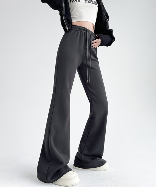 セール】フレアパンツ レディース 美脚 脚長（スウェットパンツ