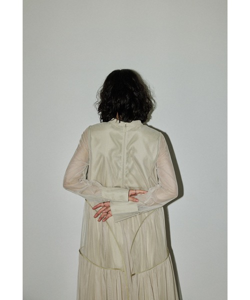 チュールパイピングAラインドレス マタニティ 妊婦 結婚式 パーティー