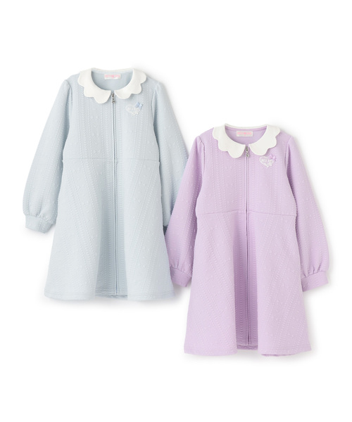 セール】【バレエ】スカラップ衿 前開きカットジャガードワンピース